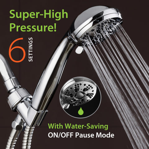 AquaDance chrome finish overhead bracket directs water for hands-free use.