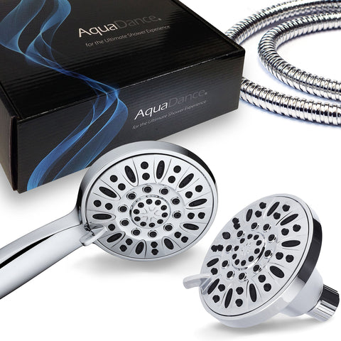 AquaDance chrome handheld shower with 4-inch face and ergonomic grip for easy handling