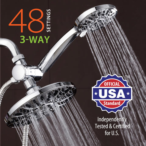 Aquadance handheld shower with 4-inch face offers versatile overhead or handheld use.