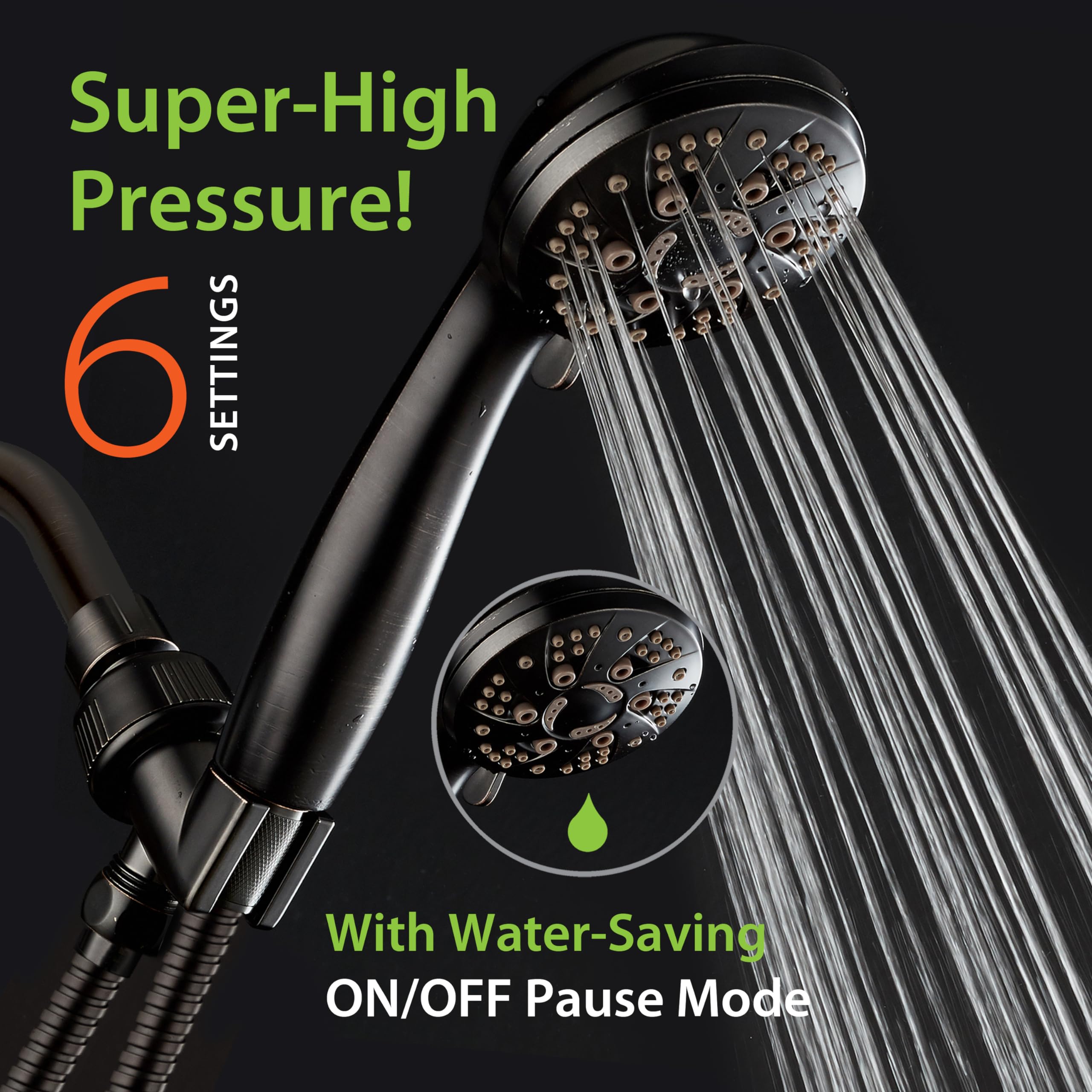 AquaDance handheld shower with click lever dial for quick setting changes
