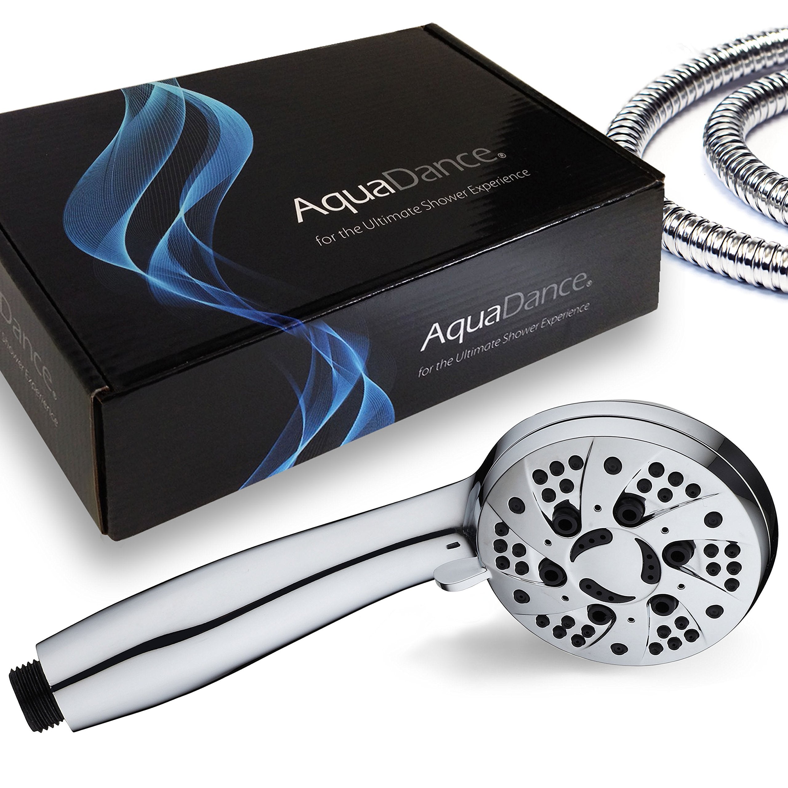 AquaDance handheld shower with ergonomic grip for comfortable use during long showers.