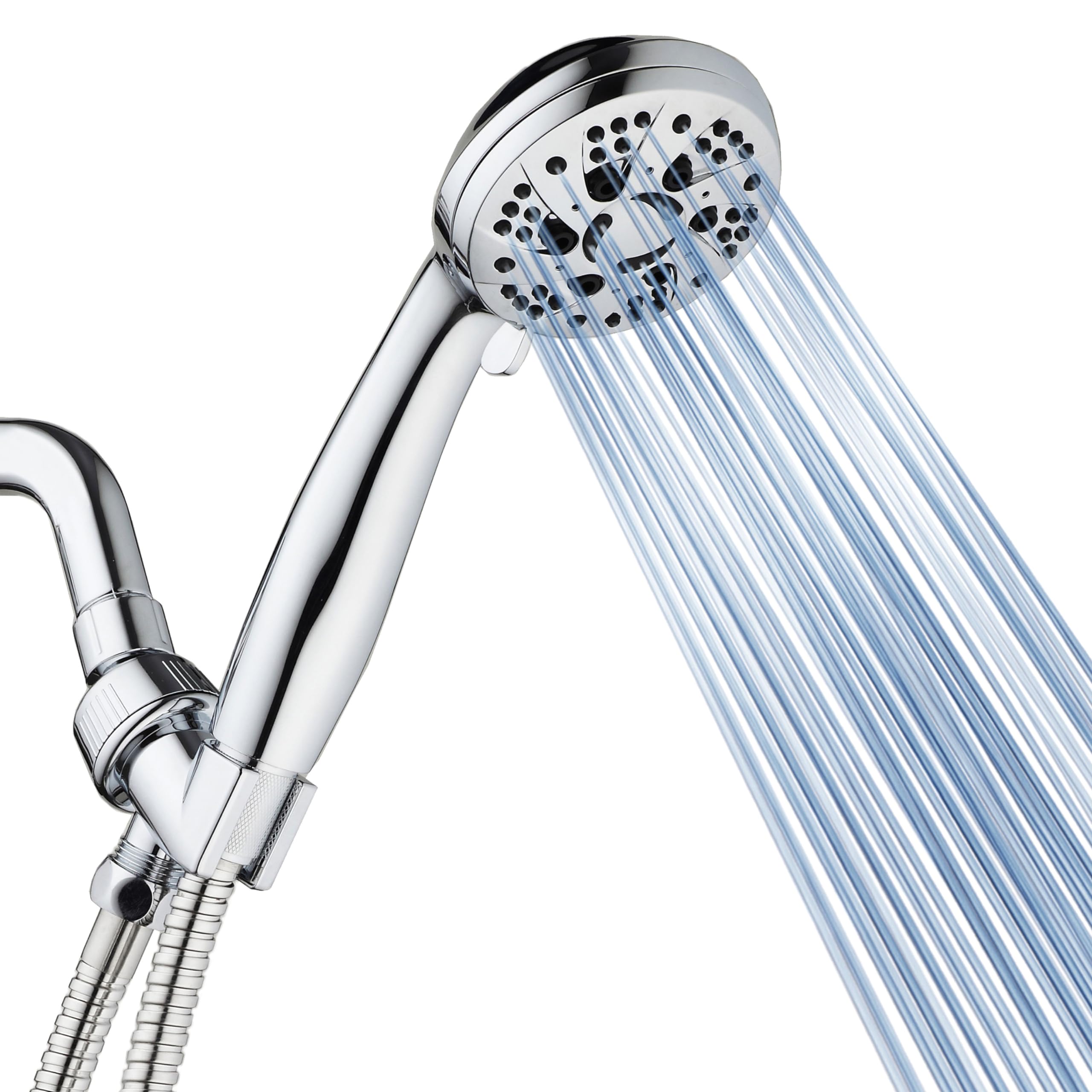 AquaDance high pressure 6-setting face shower delivers intense spray with adjustable settings for personalized cleansing.