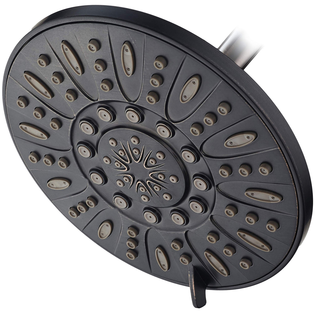 AquaDance oil rubbed bronze 7-inch rain head face delivers broad, soothing spray.