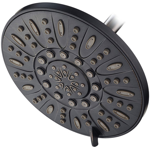 AquaDance oil rubbed bronze 7-inch rain head face delivers broad, soothing spray.