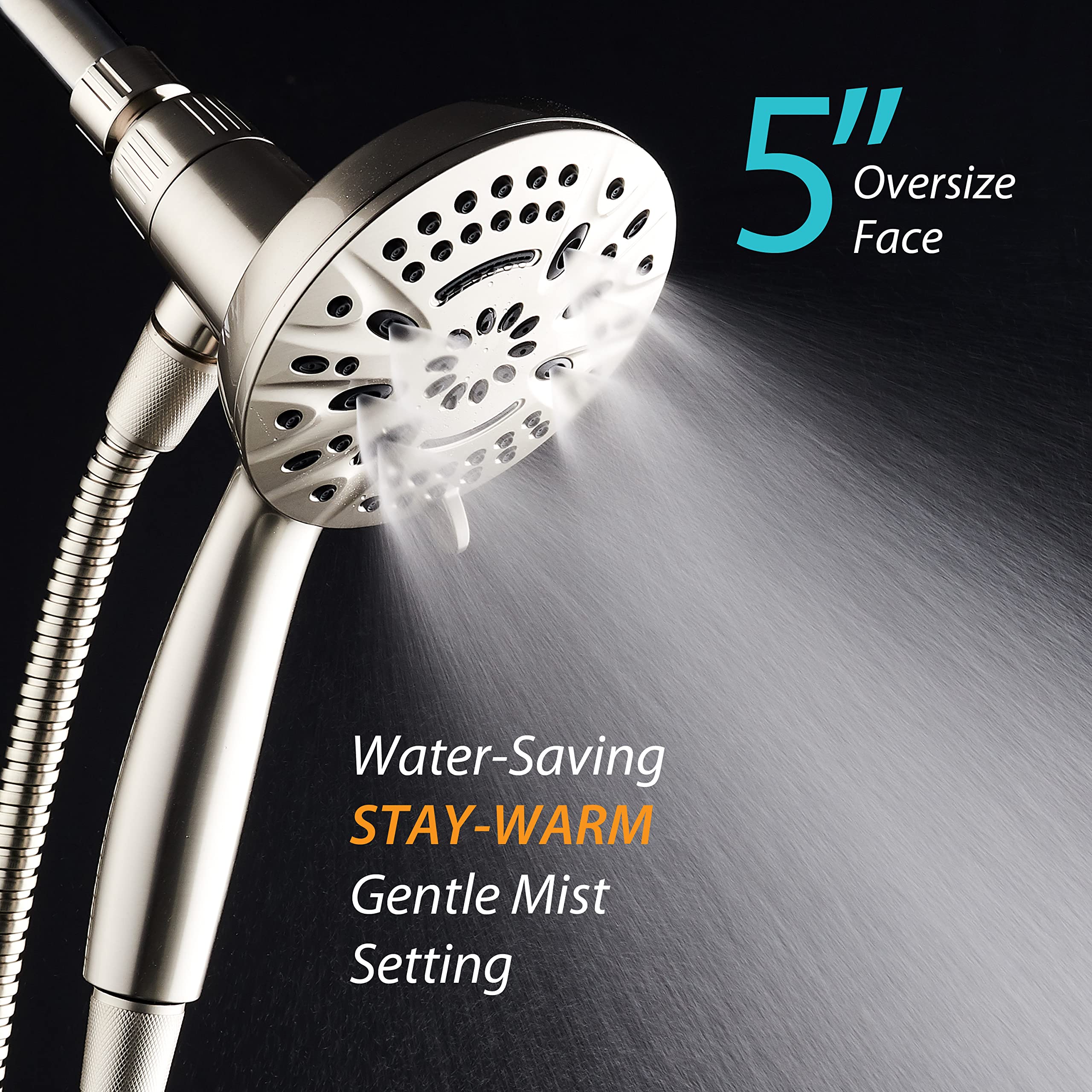 Overhead or handheld versatility fits family bathroom needs