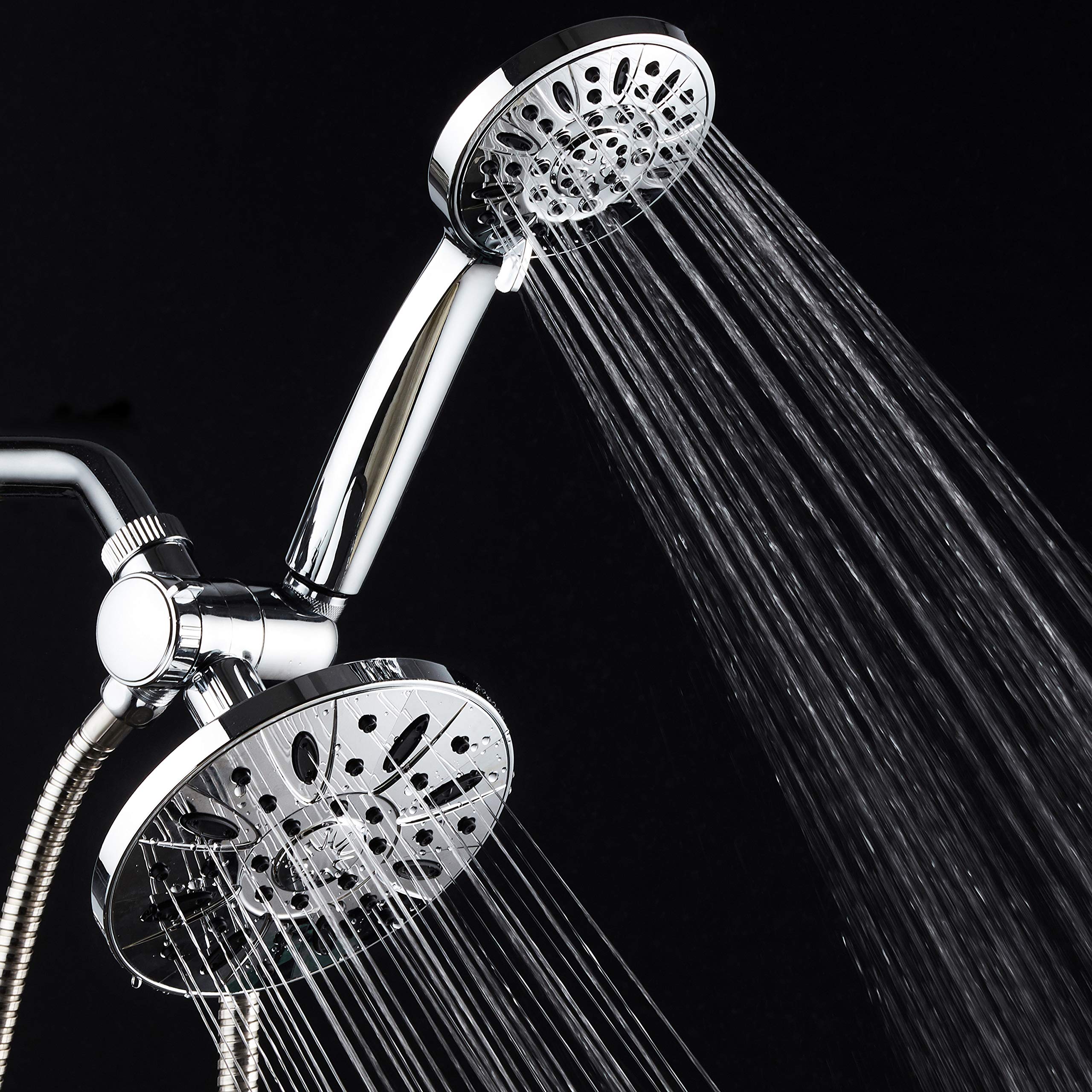 AquaDance patented 3-way diverter directs water to one or both heads