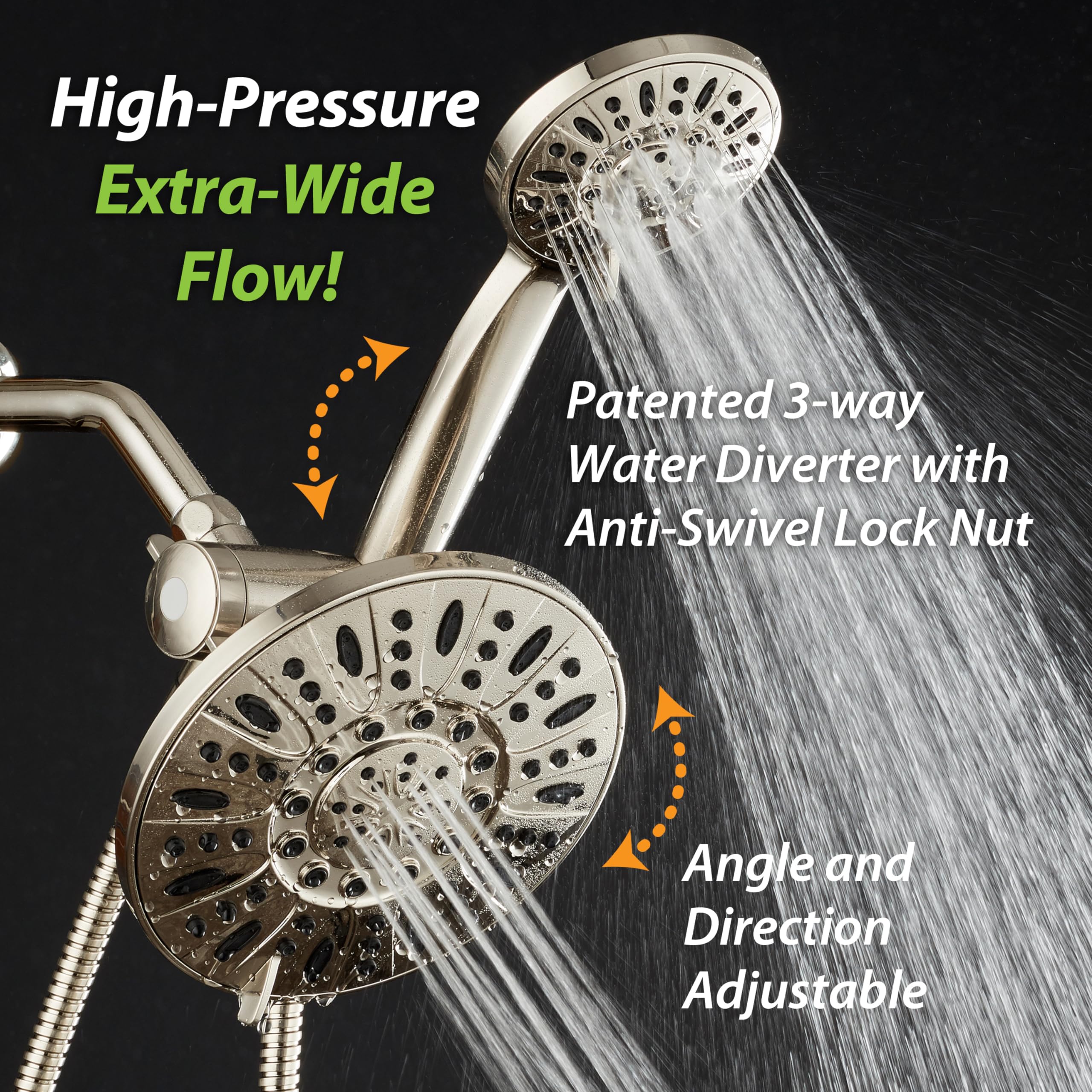 AquaDance stainless steel 5-foot hose provides durable length with brass fittings.