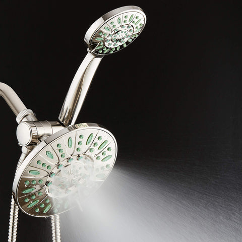 AquaDance three-way water diverter lets two showers run together or separately.