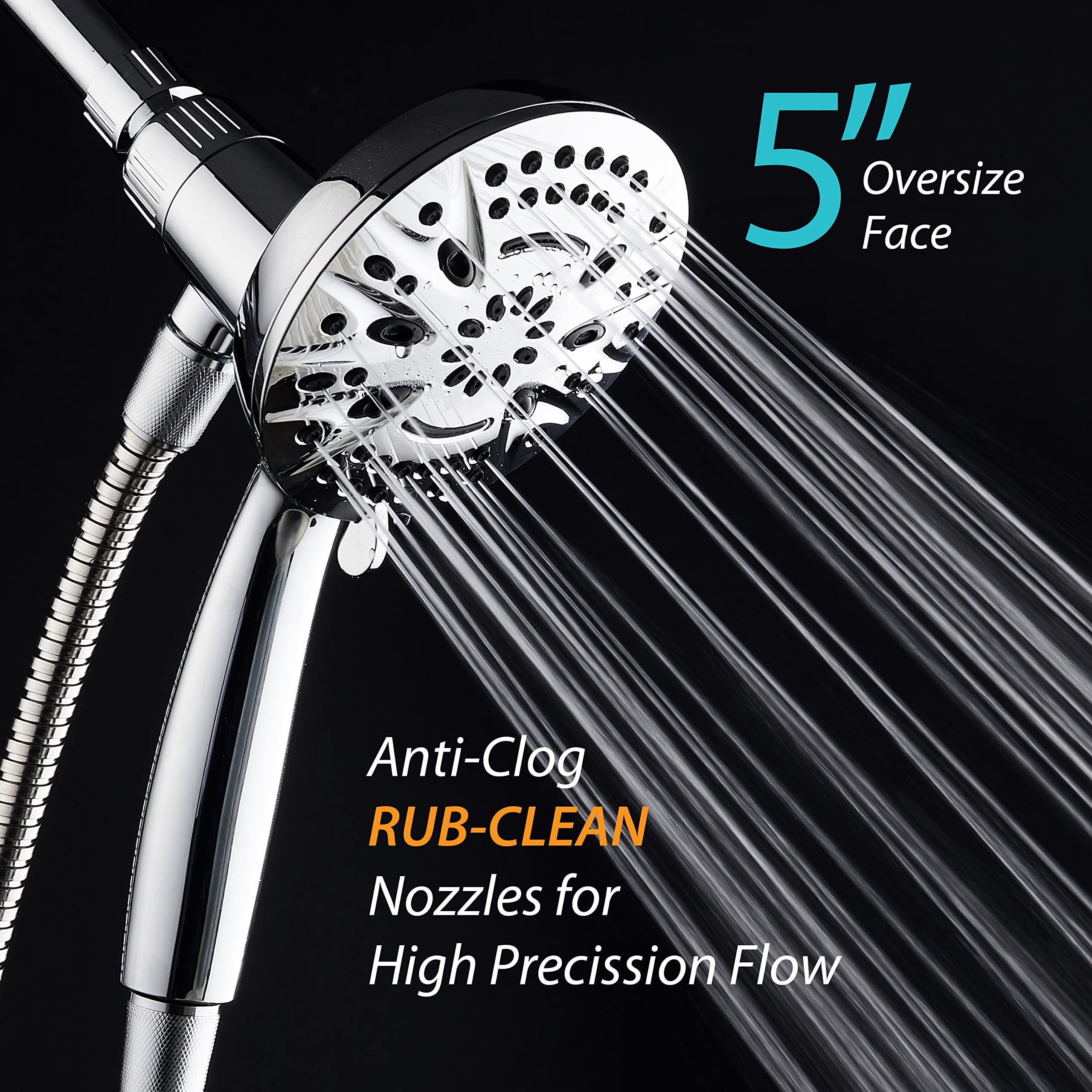 AquaDance tool-free installation connects quickly to standard shower arms.
