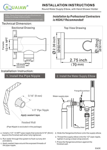 AQUAIAW G1/2 outlet provides reliable connection to the shower hose.