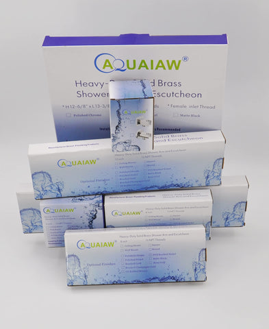 AQUAIAW round wall union with bracket keeps handheld shower head secure.