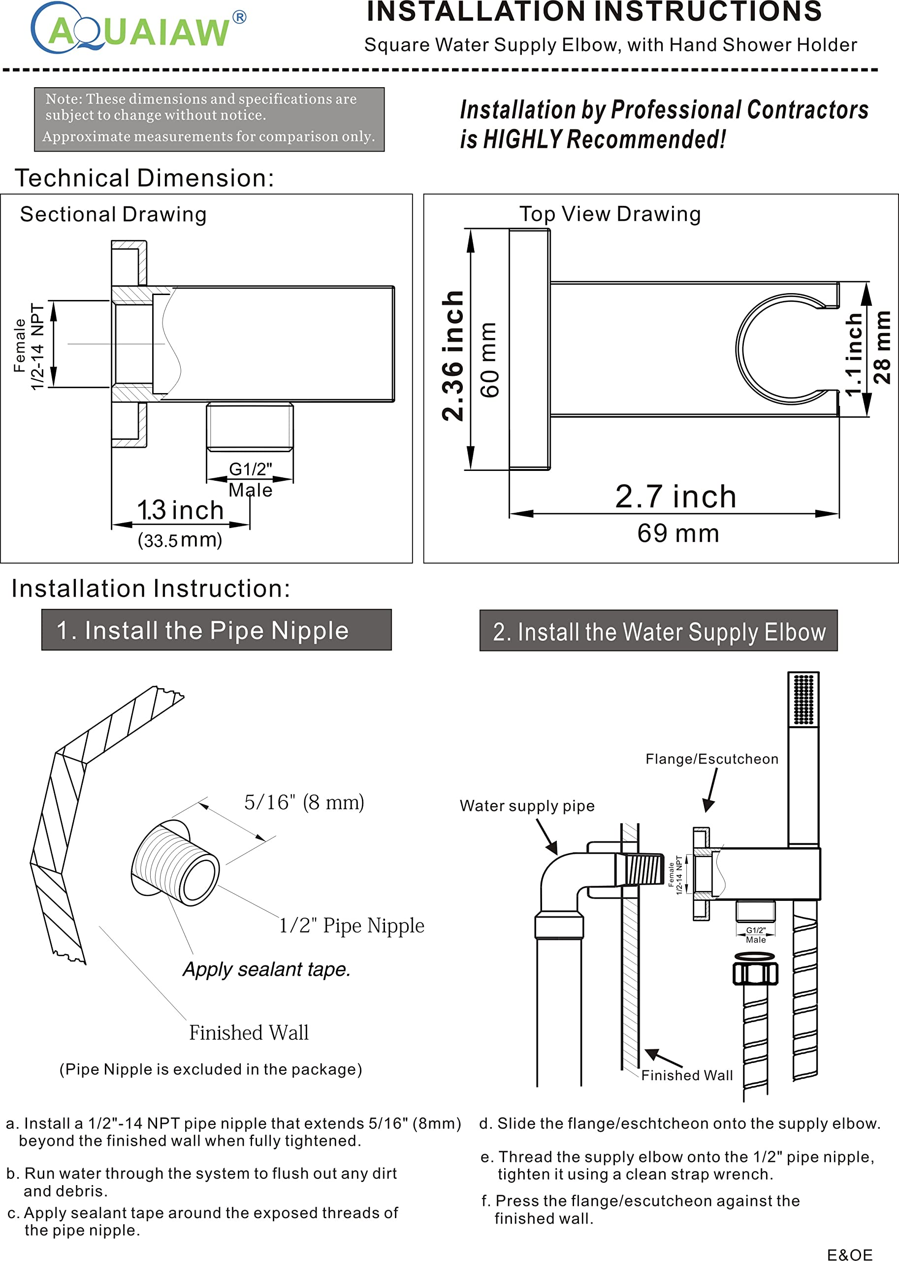 Aquaiaw handheld shower head holder integrated for tidy shower setup.