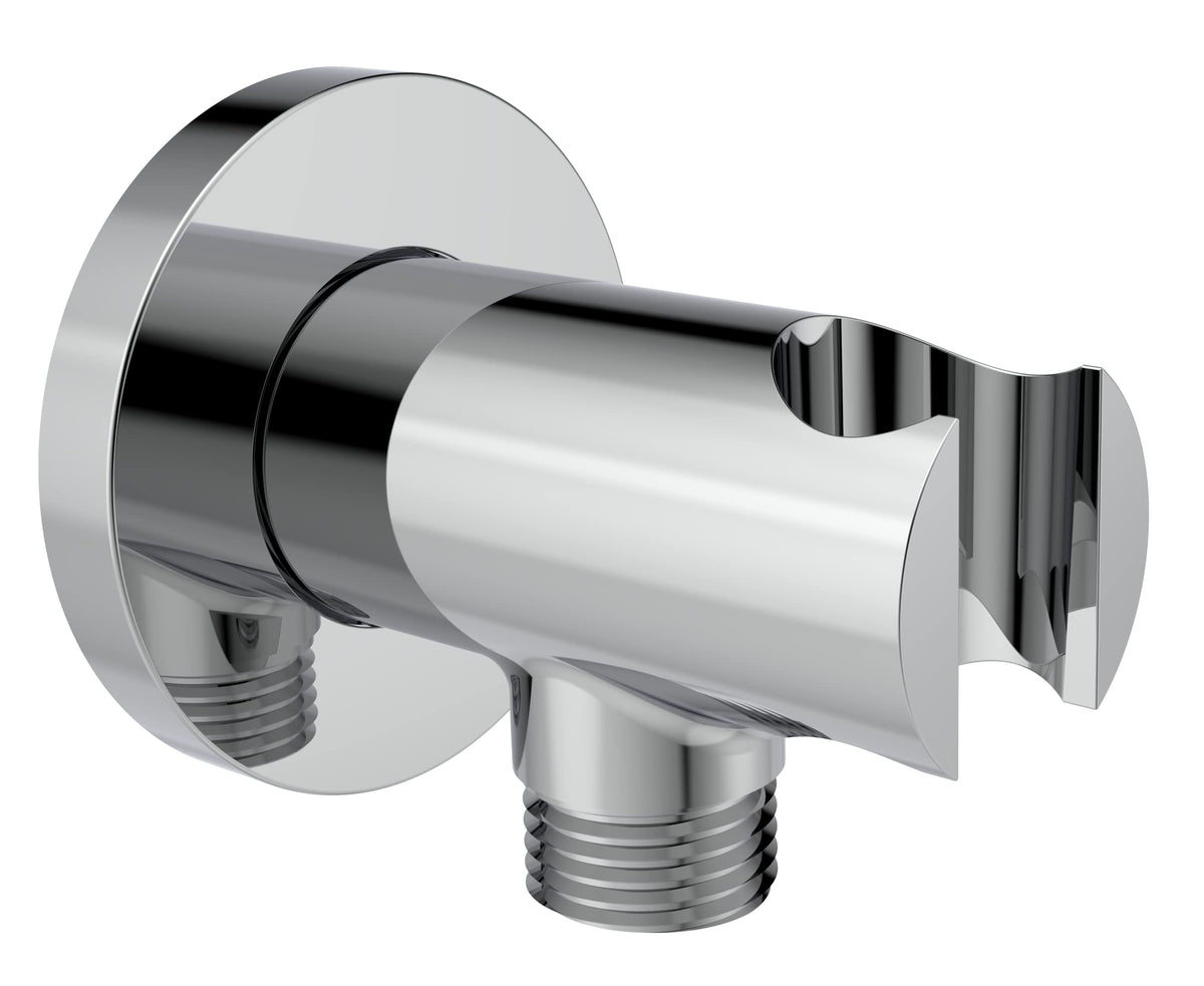 AQUAIAW wall supply elbow with handshower bracket in polished chrome