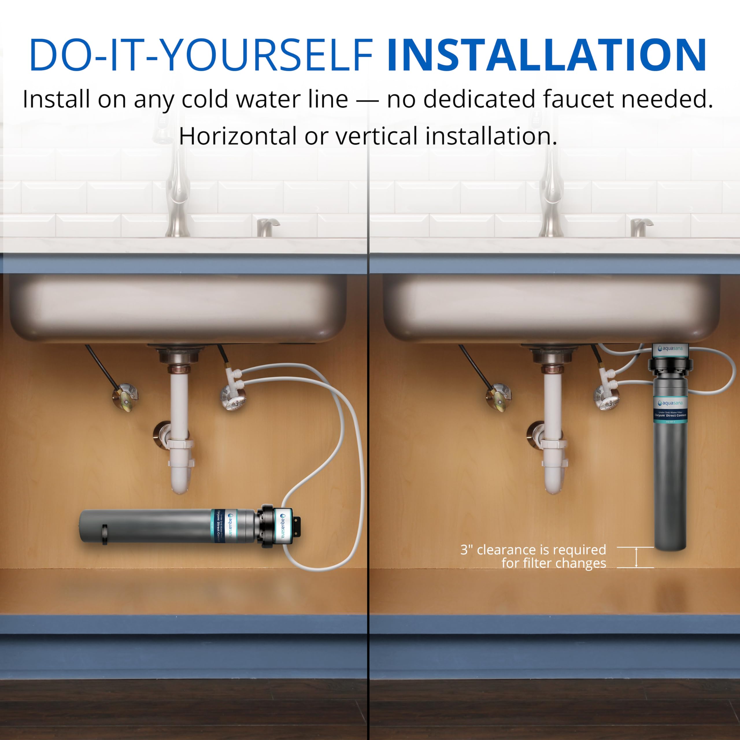 Aquasana water flow test confirms steady pressure after installation.