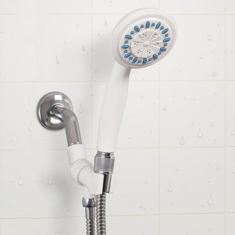 AquaSense 80-inch stainless steel hose enables easy showering from a chair or tub edge.