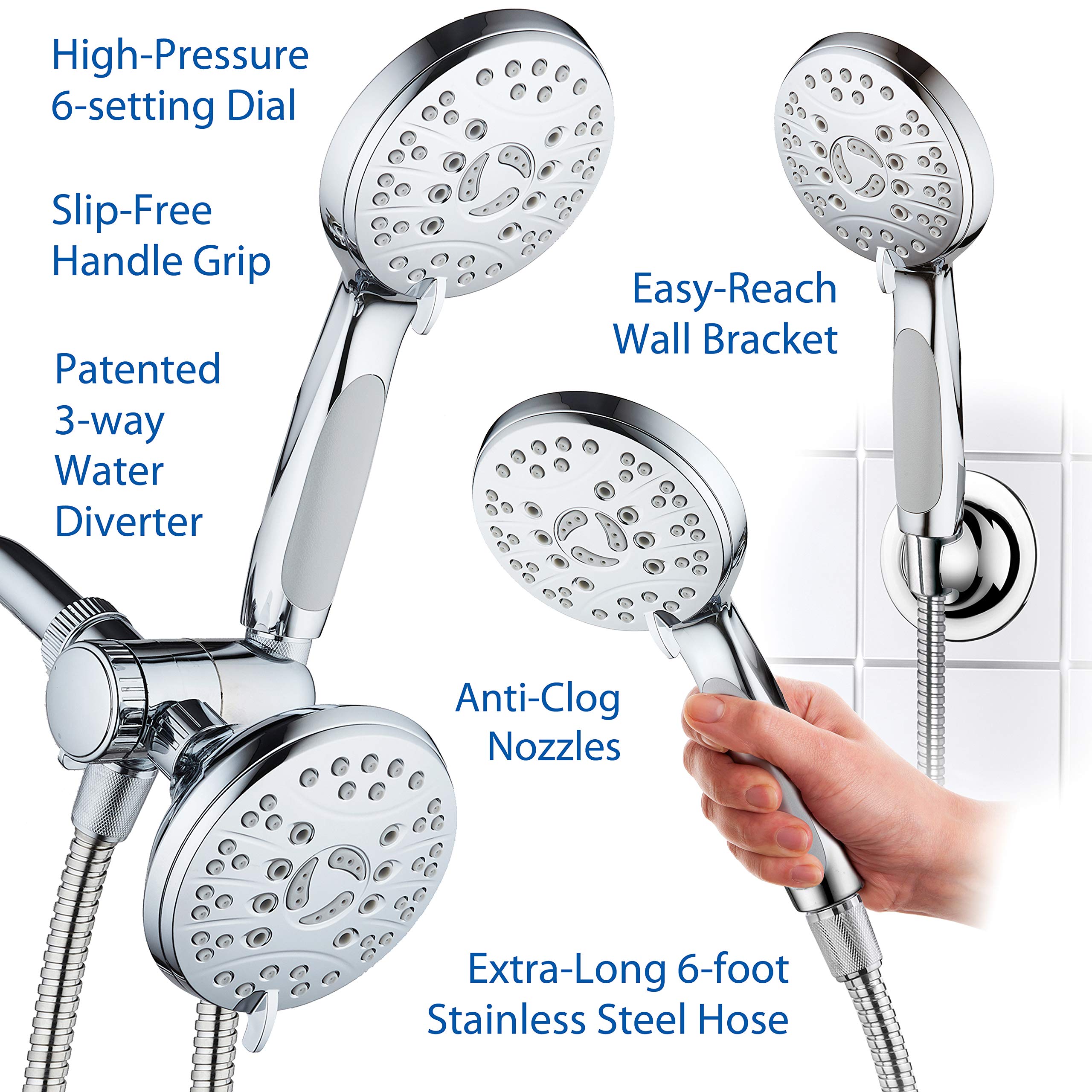 AquaSpa chrome finish adds premium shine and corrosion resistance for daily use.