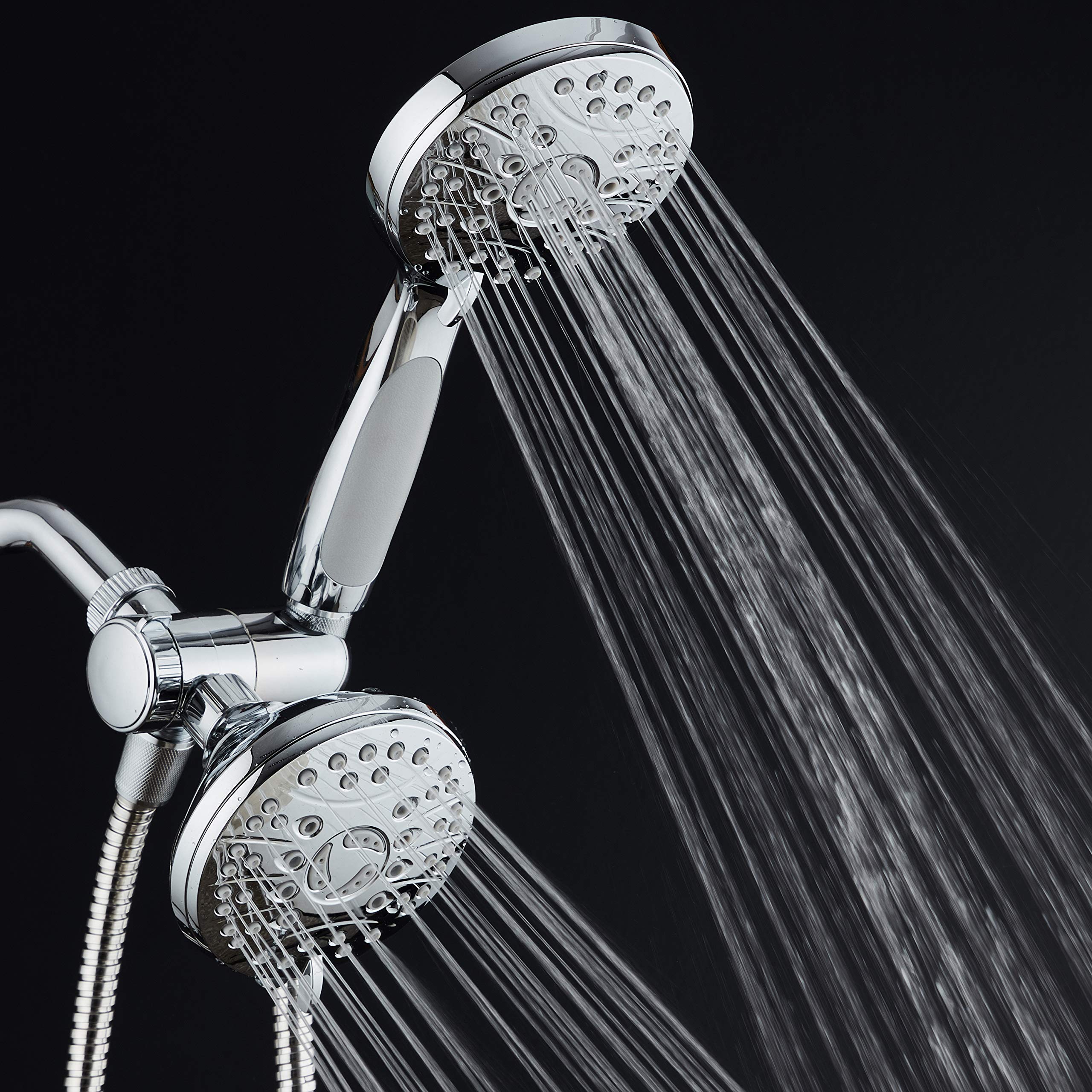 AquaSpa handshower mount demonstrates flexible mounting for easy reach during showers.