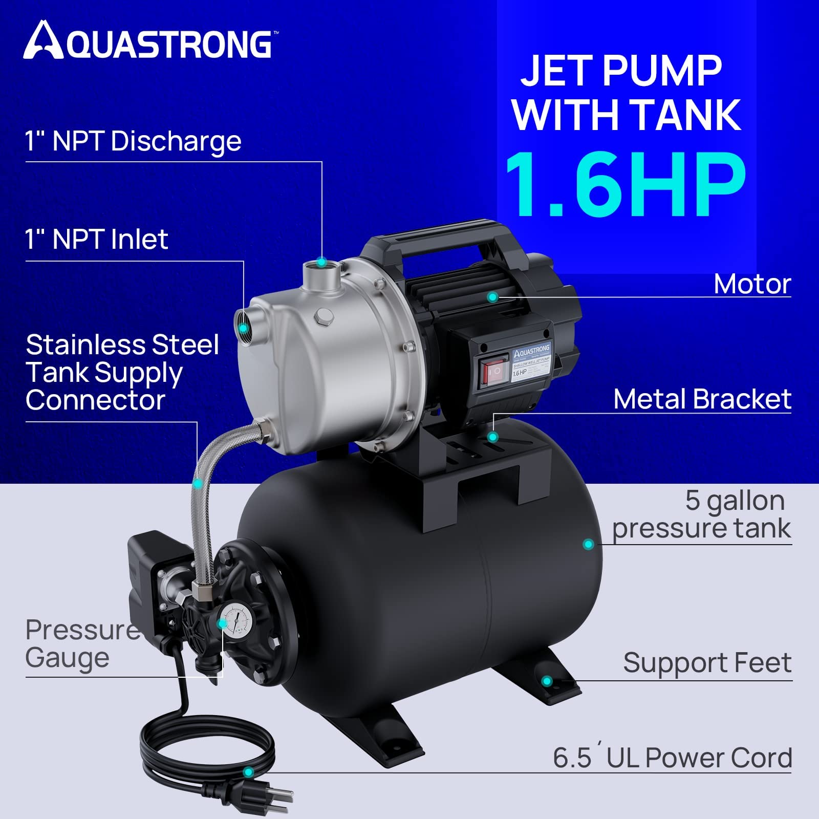Aquastrong pump with automatic switch wiring for easy setup
