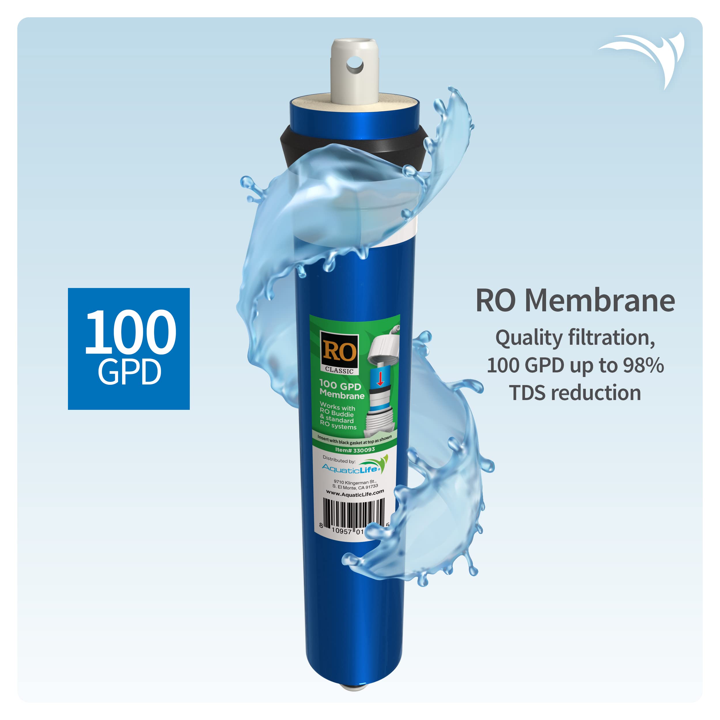 Aquatic Life 100 GPD TFC membrane filters out contaminants for cleaner water.
