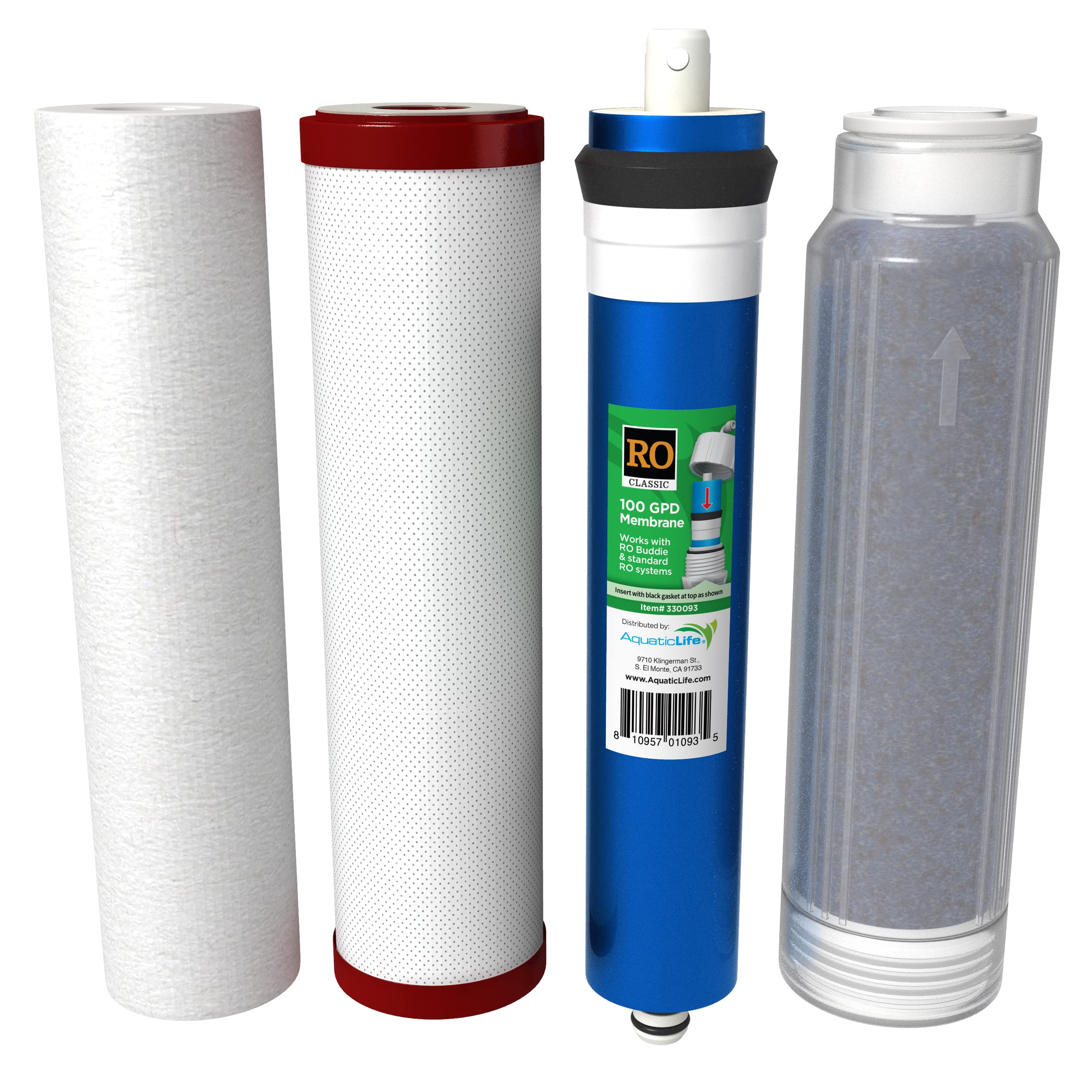 Aquatic Life Carbon Plus Chloramine cartridge reduces chloramines in home RO systems.