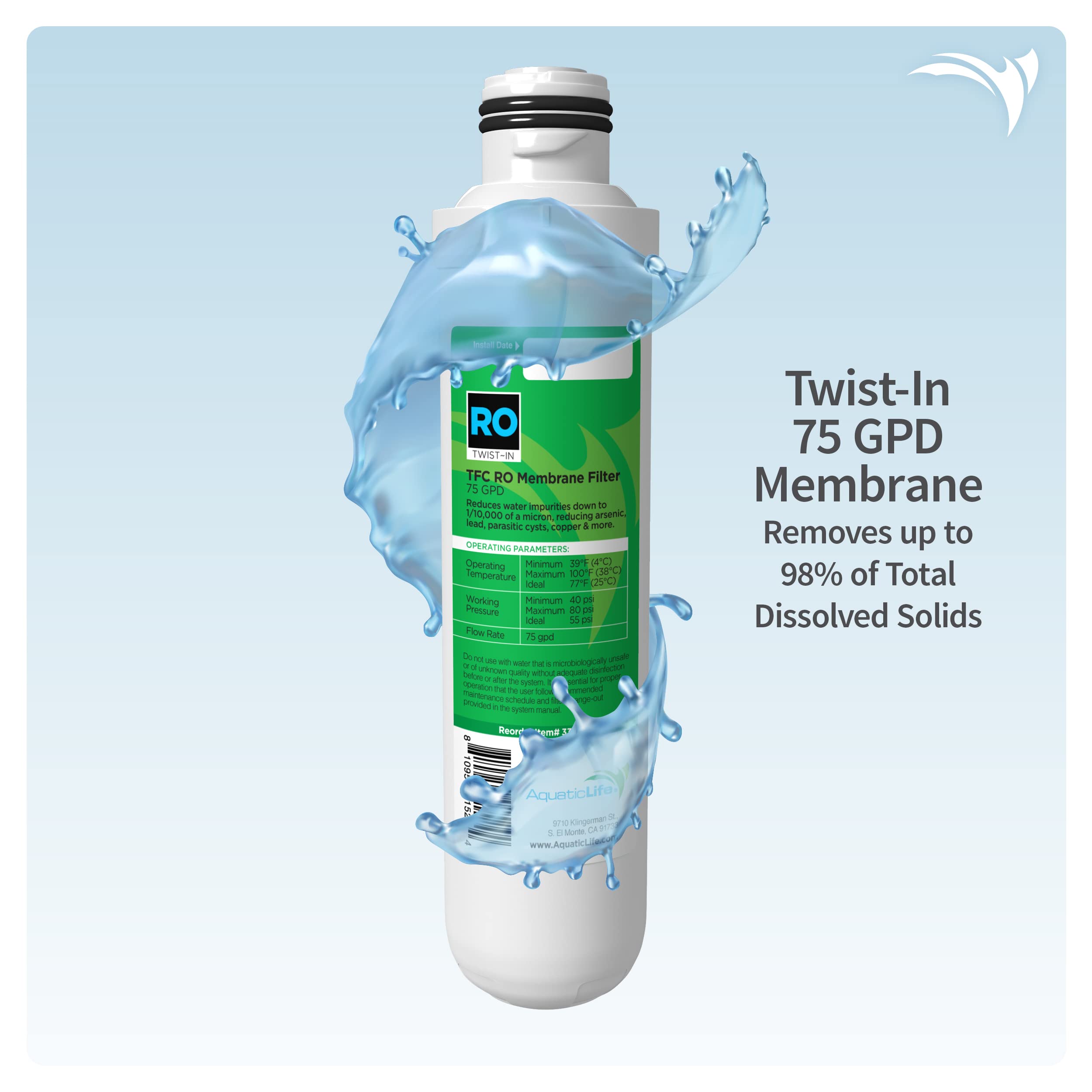 Aquatic Life deionization filter removes remaining minerals for final purity.
