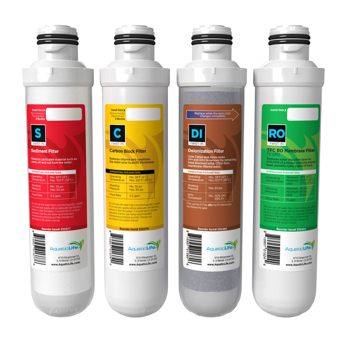 Aquatic Life twist-in RO filter pack for clearer water and easy installation.