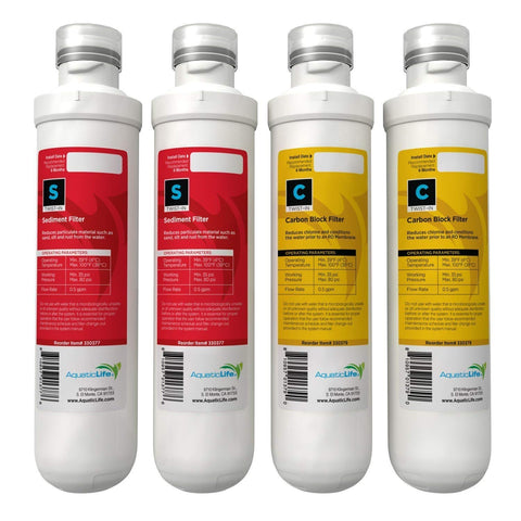 Aquatic Life Twist-In RO/RODI cartridges with carbon block filters for chlorine reduction