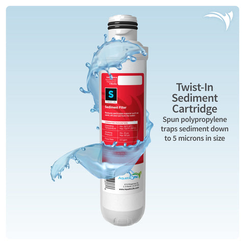 Aquatic Life Twist-In sediment filter captures sand and rust for clearer water.