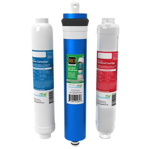Aquatic Life inline carbon block filter reduces chlorine for better-tasting water.