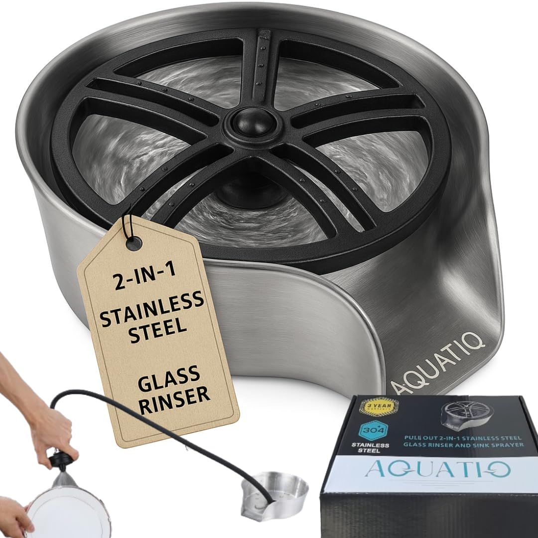 AquatiQ glass rinser with nickel finish for quick glassware rinsing