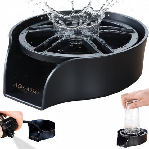 AquatiQ 2-in-1 glass rinser front view showing easy cup rinsing