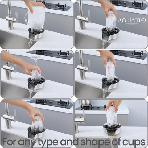 AquatiQ press-on cleaning action for thorough cups and dishes