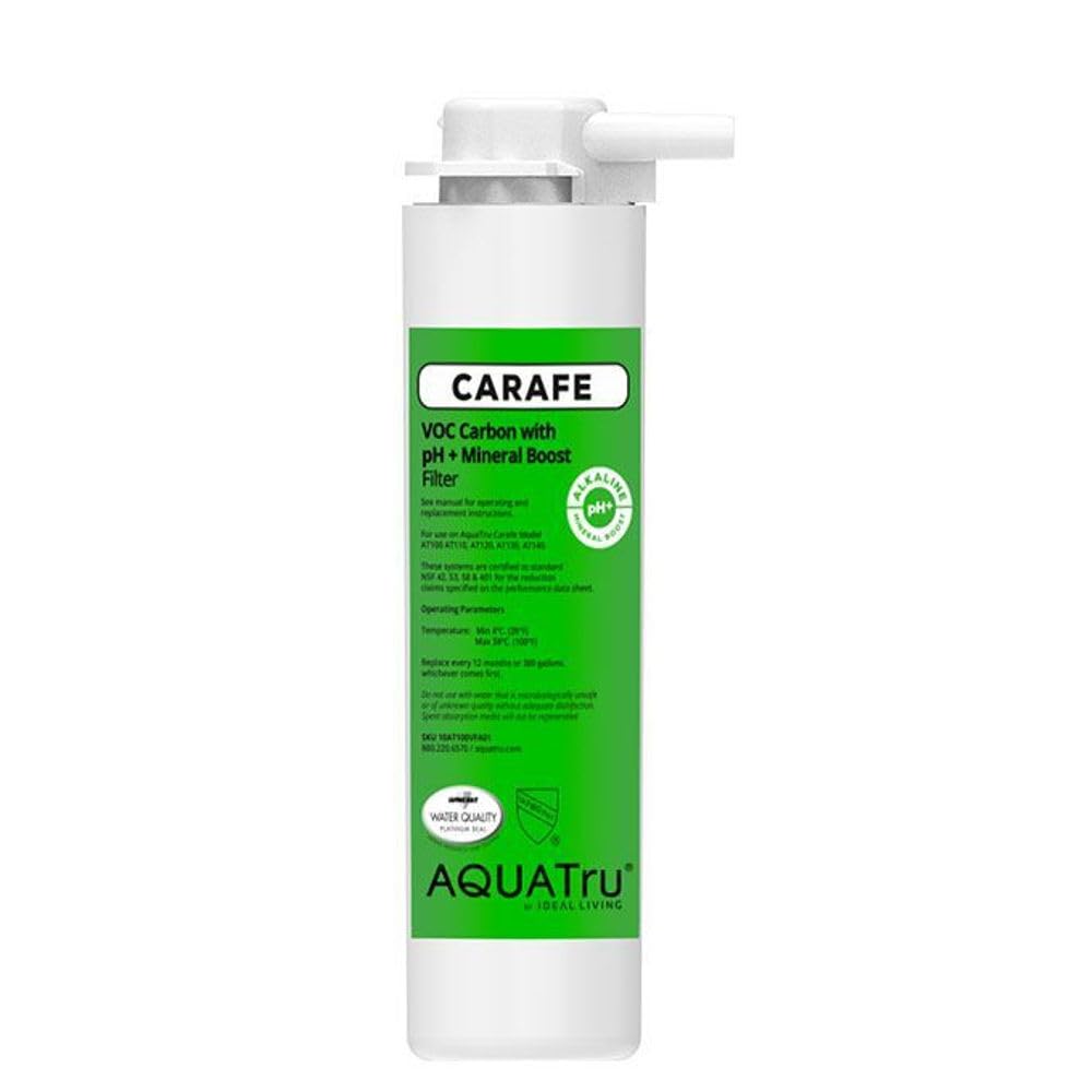 AquaTru AT100 VOC filter for Carafe compatibility enhances purification.