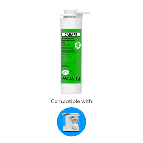 AquaTru Carafe countertop purifier in kitchen for daily use.