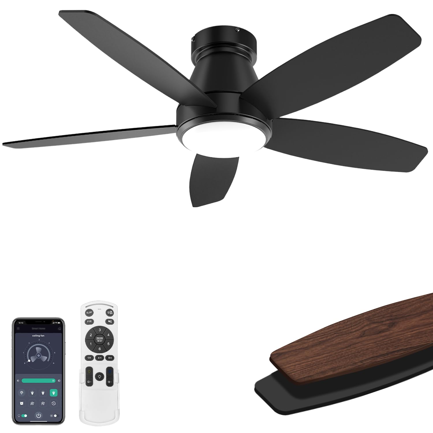 AQUBT ceiling fan with lights remote-black enables effortless control from anywhere.
