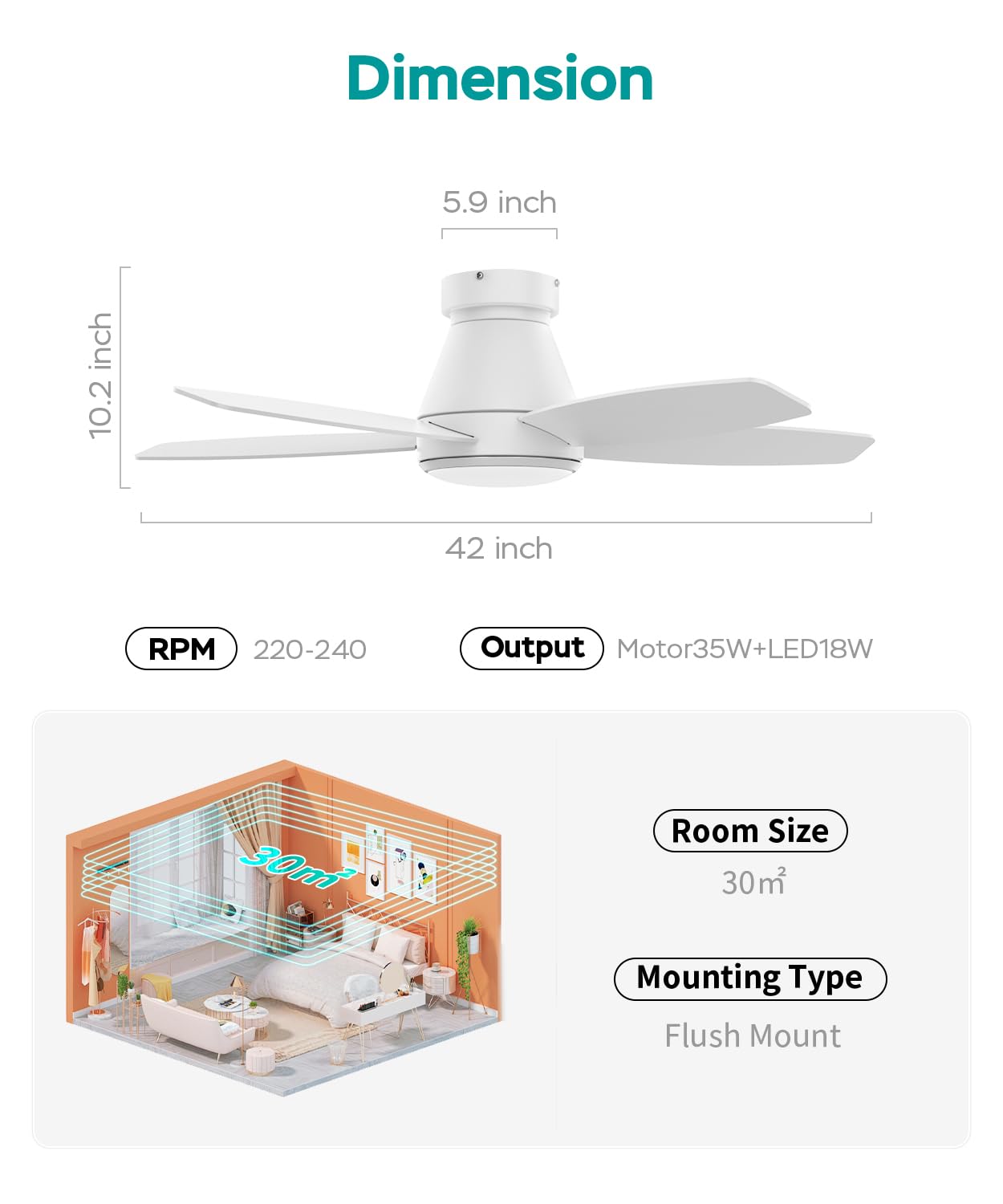 AQUBT LED light with 3 temperatures and dimming for versatile ambiance.