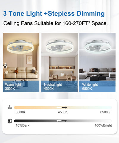 AQUBT low-profile white ceiling fan blends with modern bedrooms