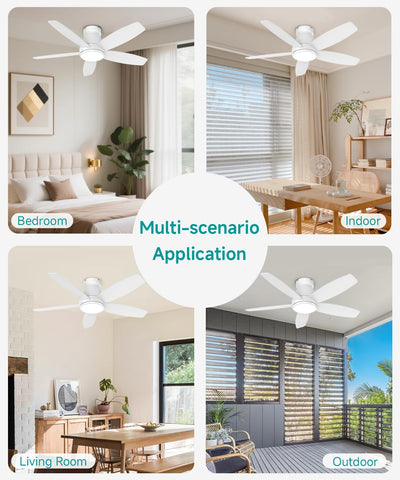 AQUBT low-profile flush-mount fits tight ceilings in bedrooms and living spaces.