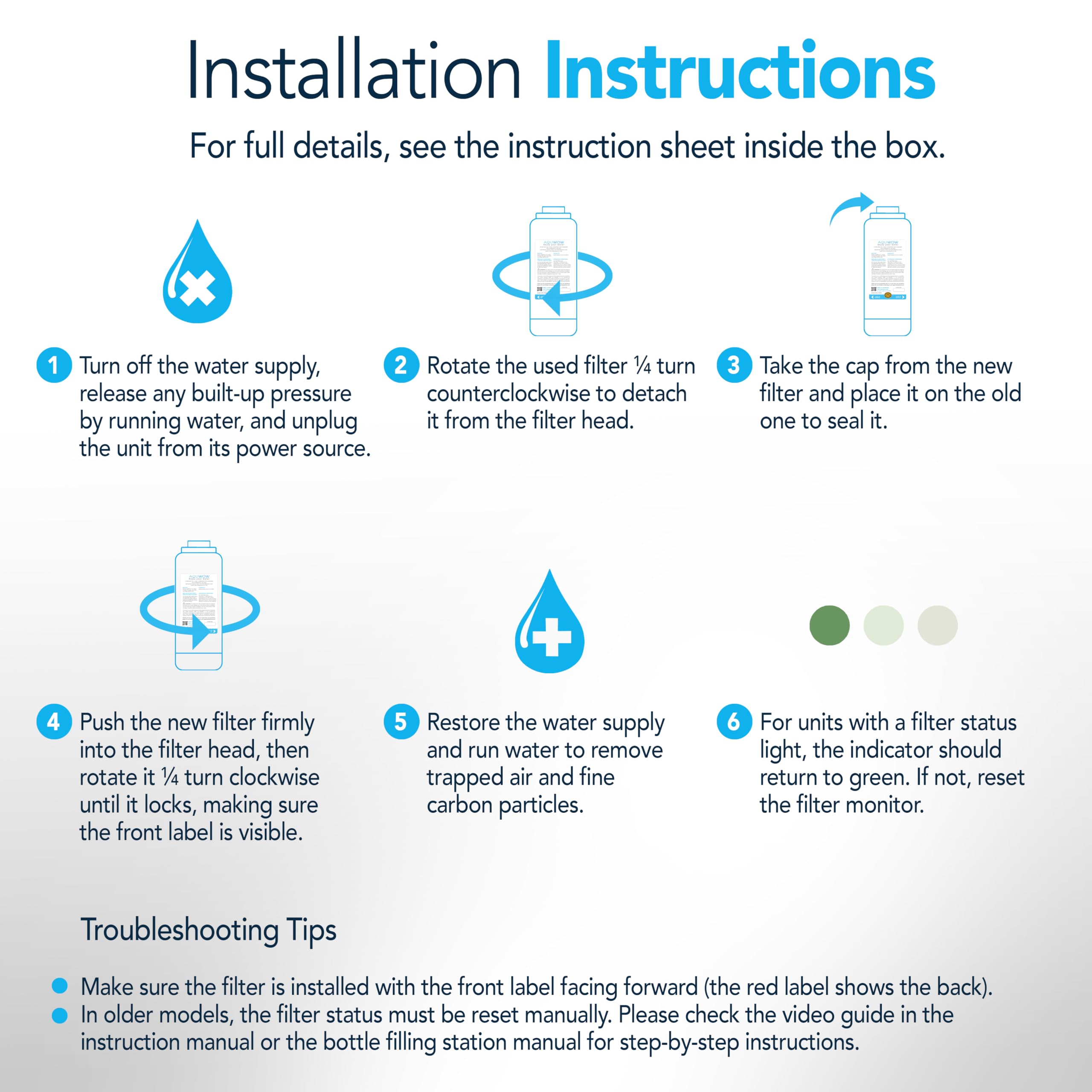 AQUWOW extended life filtration helps reduce maintenance between replacements