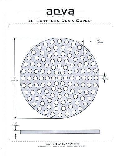 A close-up of Aqva Premium round drain strainer highlighting sturdy construction and debris prevention.