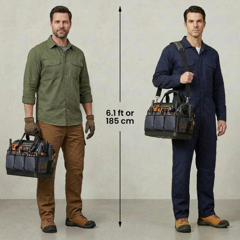 Arbon tool bag ergonomic handles enable comfortable transport over long shifts.