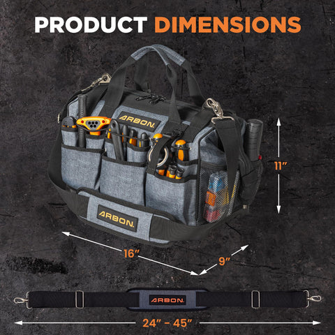 Arbon tool bag internal metal frame supports durable tool organization.