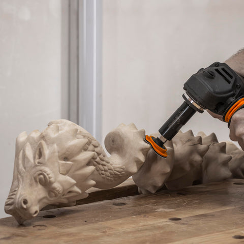 Arbortech Contour Sander sands internal curves while preserving grain details.