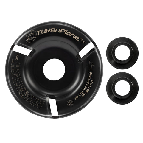 Arbortech TurboPlane disc angle grinder attachment demonstrates versatile compatibility for fast wood removal