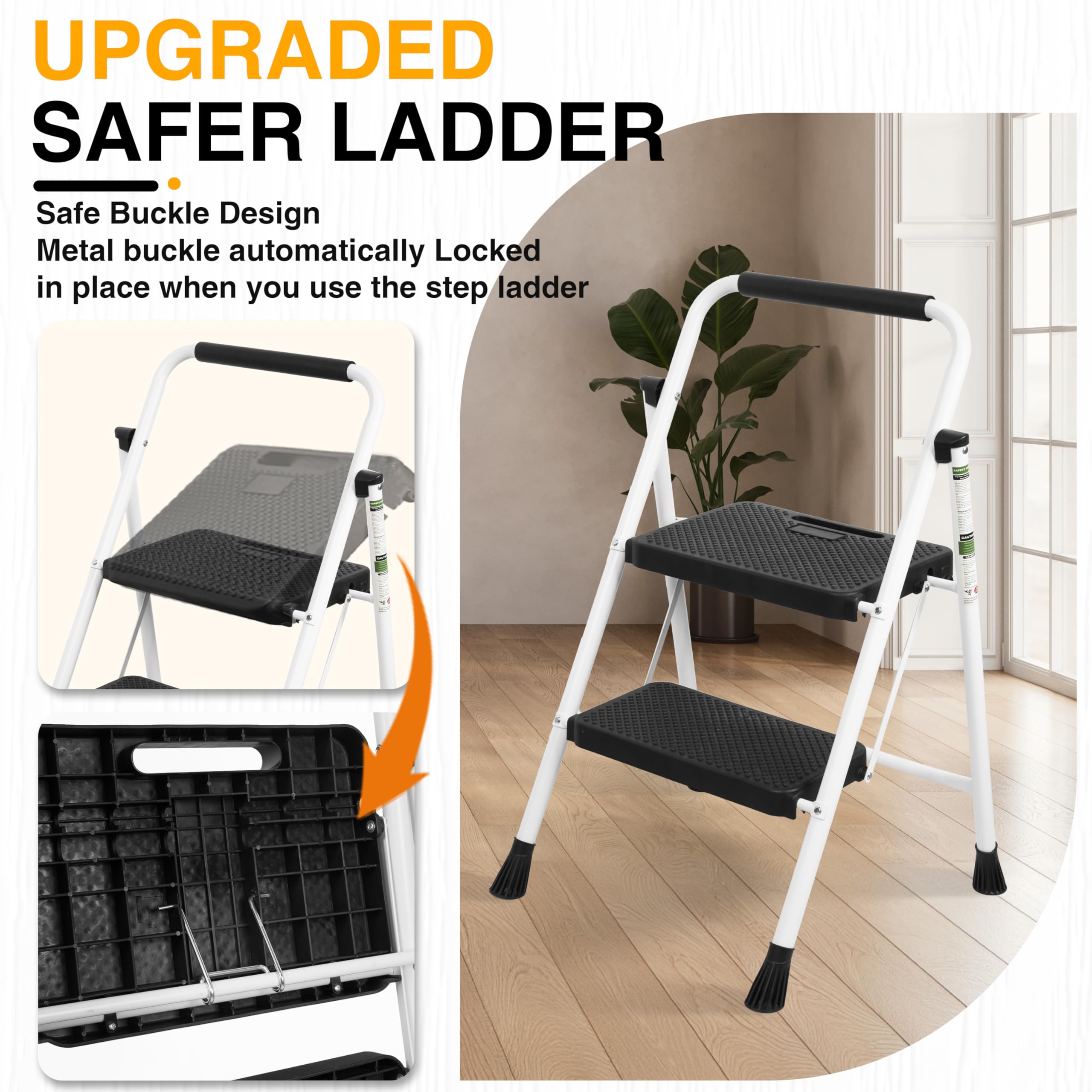 Arbusb 2 Step Ladder folded compact stores neatly in small spaces.