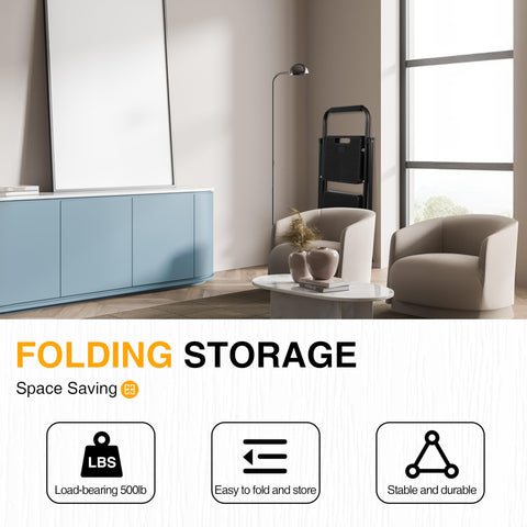 Arbusb 2 Step Ladder folded compact view for easy storage after use.