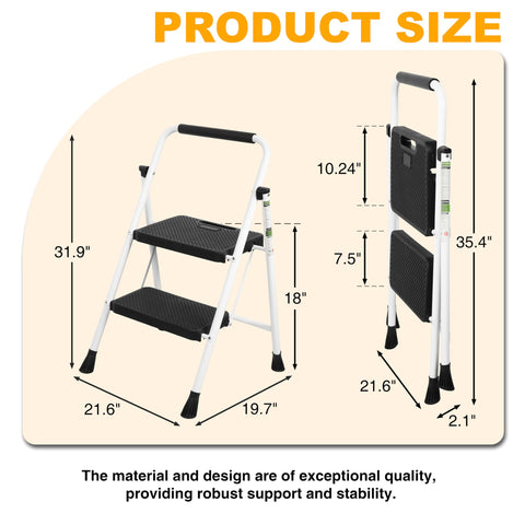 Arbusb 2 Step Ladder handgrip simplifies carrying between locations.