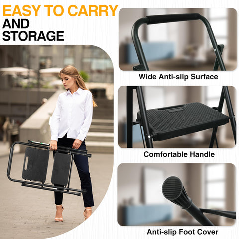 Arbusb 2 Step Ladder handle design enables convenient carrying between rooms.