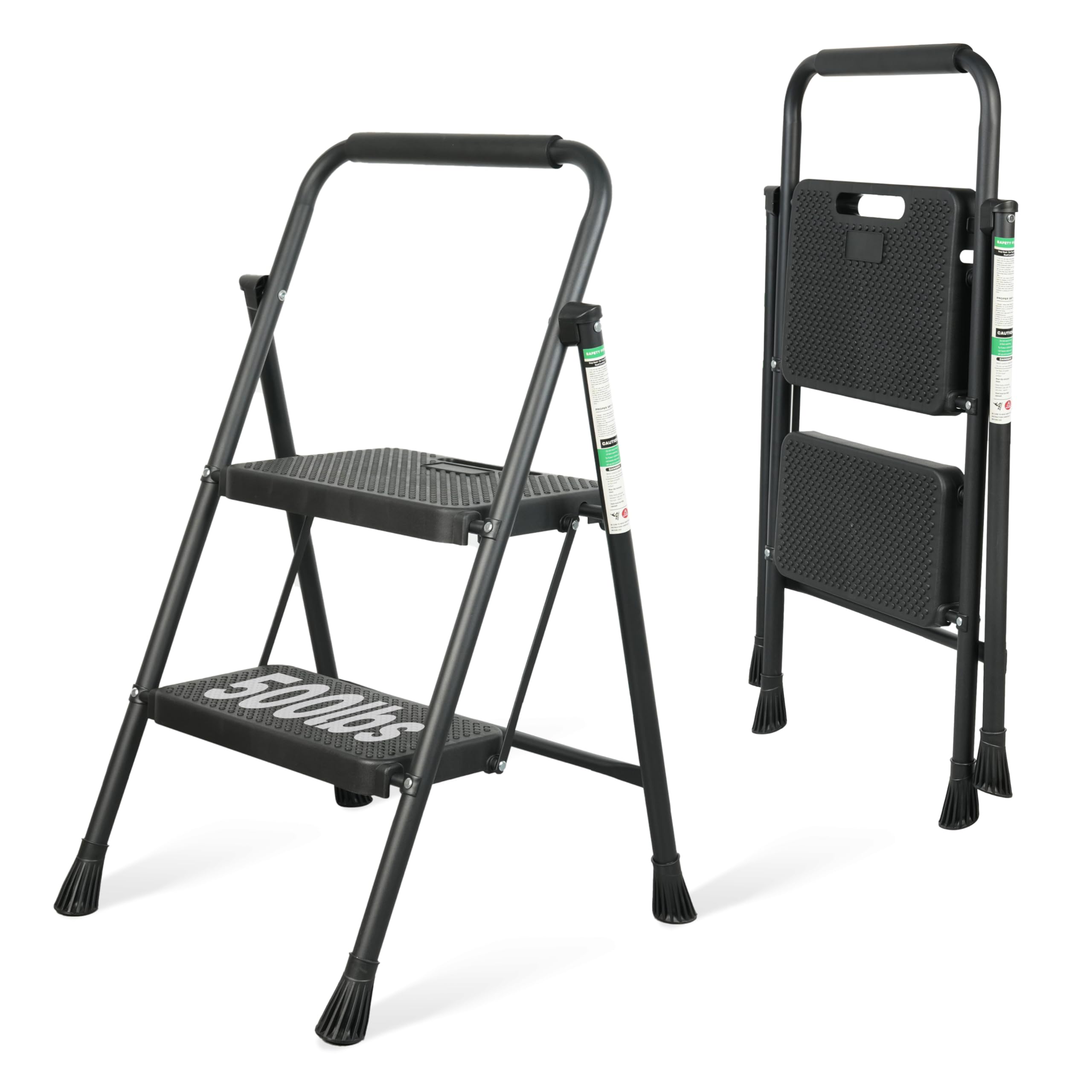 Arbusb 2 Step Ladder open view highlighting sturdy steel frame for indoor tasks.