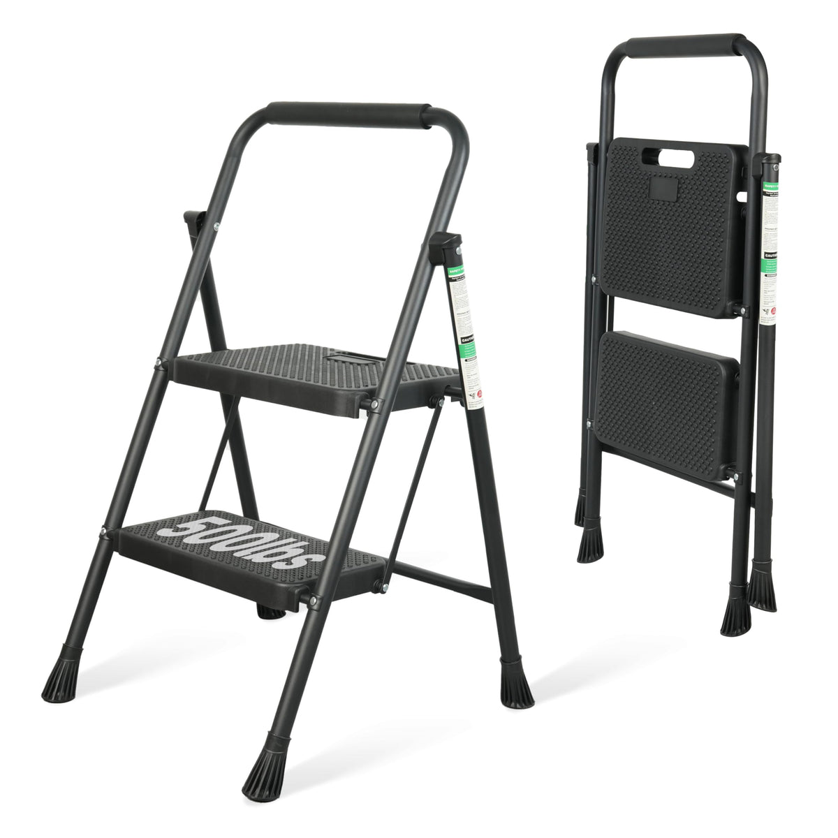 Arbusb 2 Step Ladder open view highlighting sturdy steel frame for indoor tasks.